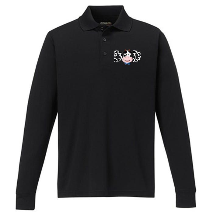 Dad Of The Birthday Mother Cow Farm Cow Dad 1st Performance Long Sleeve Polo