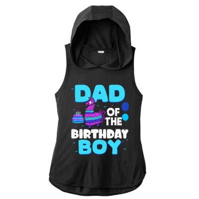 Dad Of The Birthday Boy Llama Dad And Mom Family Party Ladies PosiCharge Tri-Blend Wicking Draft Hoodie Tank