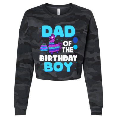 Dad Of The Birthday Boy Llama Dad And Mom Family Party Cropped Pullover Crew