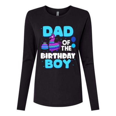 Dad Of The Birthday Boy Llama Dad And Mom Family Party Womens Cotton Relaxed Long Sleeve T-Shirt