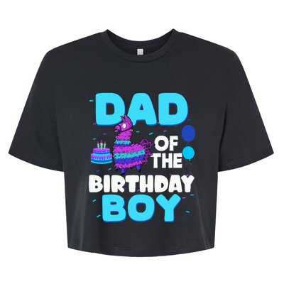 Dad Of The Birthday Boy Llama Dad And Mom Family Party Bella+Canvas Jersey Crop Tee