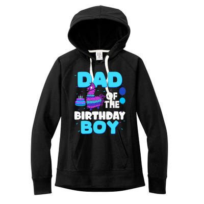 Dad Of The Birthday Boy Llama Dad And Mom Family Party Women's Fleece Hoodie