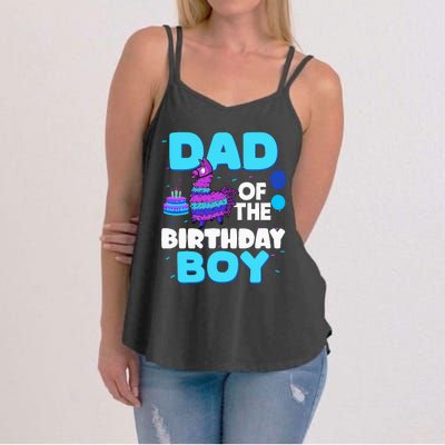 Dad Of The Birthday Boy Llama Dad And Mom Family Party Women's Strappy Tank