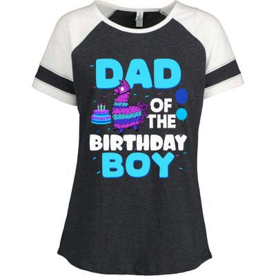 Dad Of The Birthday Boy Llama Dad And Mom Family Party Enza Ladies Jersey Colorblock Tee