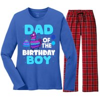 Dad Of The Birthday Boy Llama Dad And Mom Family Party Women's Long Sleeve Flannel Pajama Set 