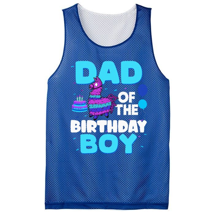 Dad Of The Birthday Boy Llama Dad And Mom Family Party Mesh Reversible Basketball Jersey Tank