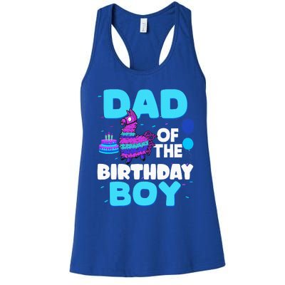 Dad Of The Birthday Boy Llama Dad And Mom Family Party Women's Racerback Tank