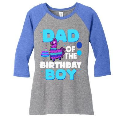 Dad Of The Birthday Boy Llama Dad And Mom Family Party Women's Tri-Blend 3/4-Sleeve Raglan Shirt