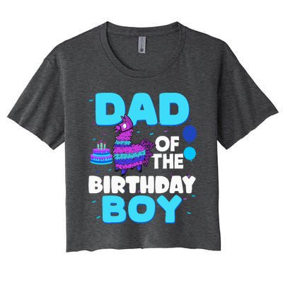 Dad Of The Birthday Boy Llama Dad And Mom Family Party Women's Crop Top Tee