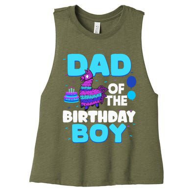 Dad Of The Birthday Boy Llama Dad And Mom Family Party Women's Racerback Cropped Tank