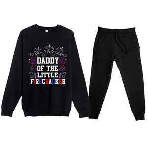 Daddy Of The Little Firecracker Cute Gift 4th Of July Birthday Gift Premium Crewneck Sweatsuit Set