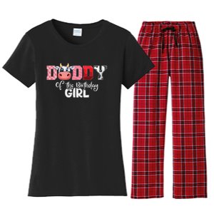 Daddy of The Birthday Cow Family Cow Farm Matching Women's Flannel Pajama Set