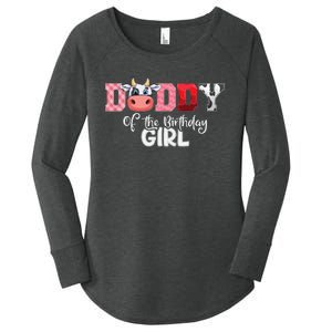 Daddy of The Birthday Cow Family Cow Farm Matching Women's Perfect Tri Tunic Long Sleeve Shirt