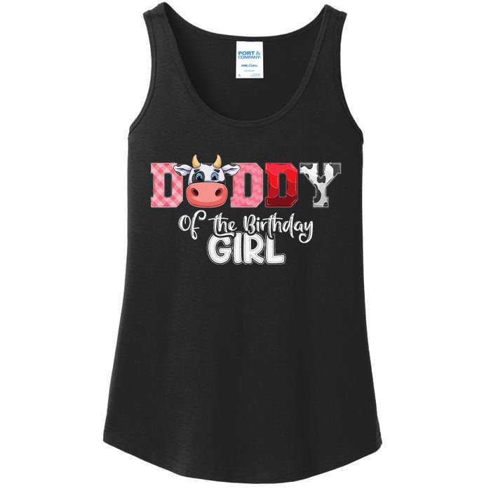 Daddy of The Birthday Cow Family Cow Farm Matching Ladies Essential Tank