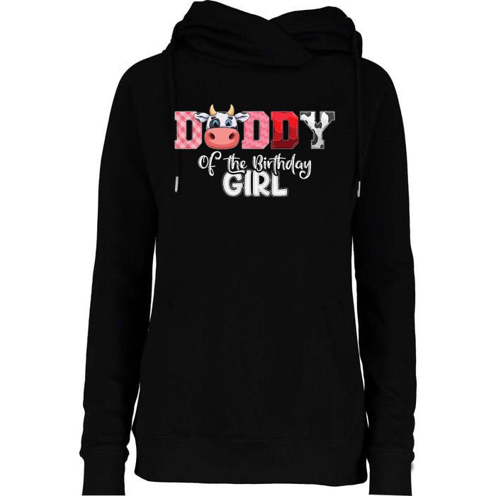 Daddy of The Birthday Cow Family Cow Farm Matching Womens Funnel Neck Pullover Hood