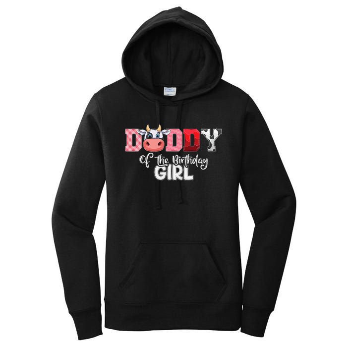 Daddy of The Birthday Cow Family Cow Farm Matching Women's Pullover Hoodie