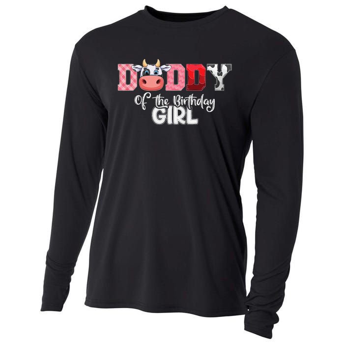 Daddy of The Birthday Cow Family Cow Farm Matching Cooling Performance Long Sleeve Crew