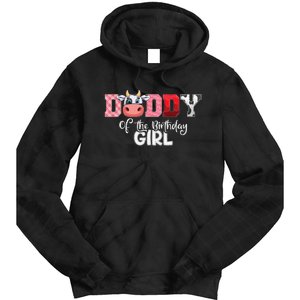 Daddy of The Birthday Cow Family Cow Farm Matching Tie Dye Hoodie