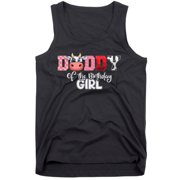 Daddy of The Birthday Cow Family Cow Farm Matching Tank Top