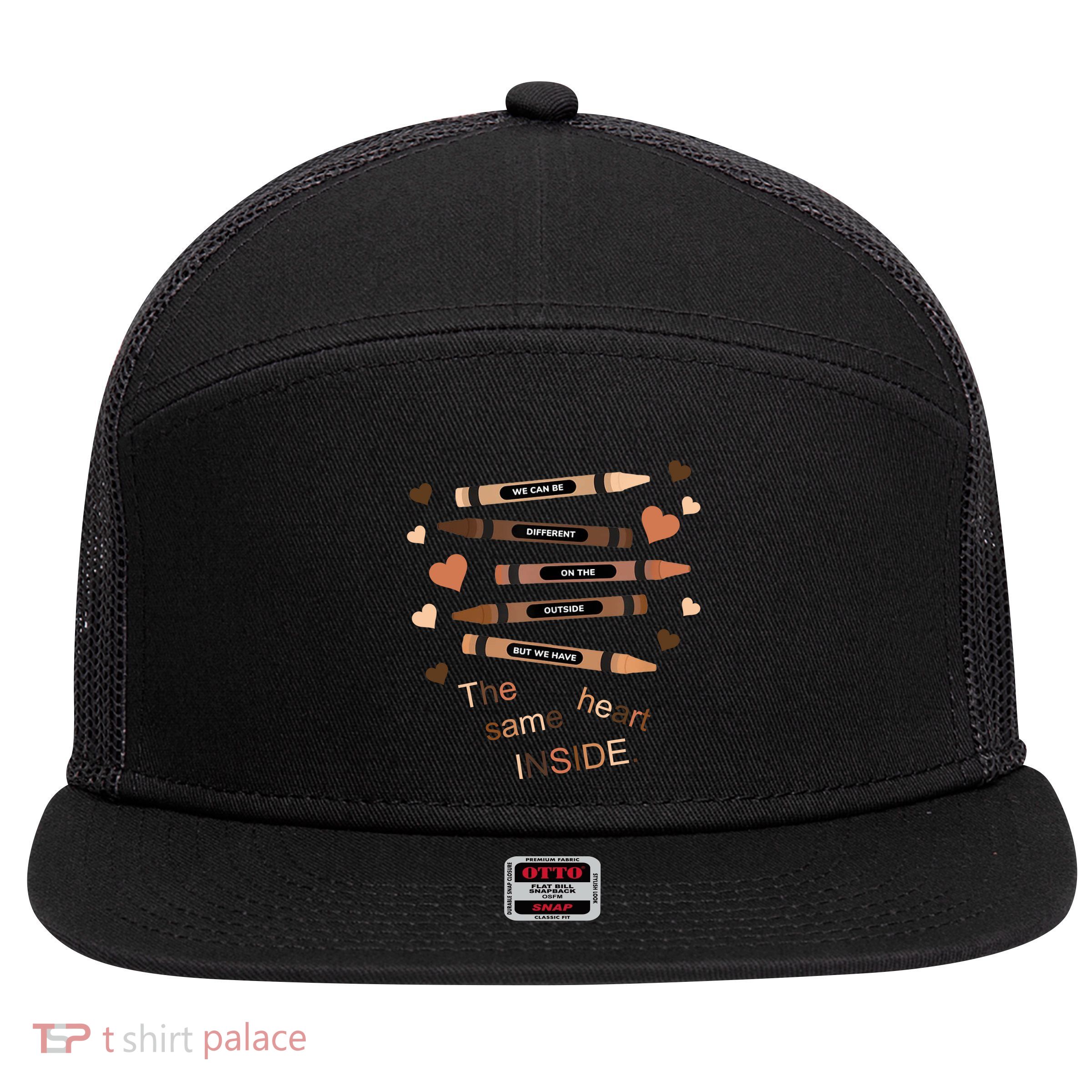 Different On The Outside Same Heart Inside 7 Panel Mesh Trucker Snapback Hat