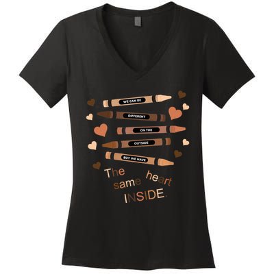 Different On The Outside Same Heart Inside Women's V-Neck T-Shirt
