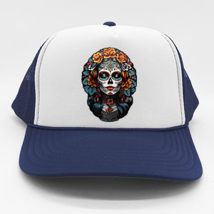 Day Of The Dead De Los Muertos La Catrina Sugar Skull Women Raglan Gift Trucker Hat