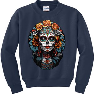 Day Of The Dead De Los Muertos La Catrina Sugar Skull Women Raglan Gift Kids Sweatshirt