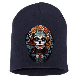 Day Of The Dead De Los Muertos La Catrina Sugar Skull Women Raglan Gift Short Acrylic Beanie