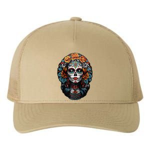 Day Of The Dead De Los Muertos La Catrina Sugar Skull Women Raglan Gift Yupoong Adult 5-Panel Trucker Hat