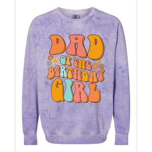 Dad of the Birthday Groovy Papa Daddy 1st Colorblast Crewneck Sweatshirt