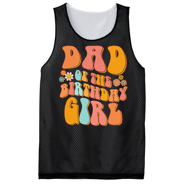 Dad of the Birthday Groovy Papa Daddy 1st Mesh Reversible Basketball Jersey Tank