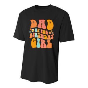 Dad of the Birthday Groovy Papa Daddy 1st Youth Performance Sprint T-Shirt