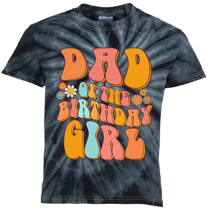 Dad of the Birthday Groovy Papa Daddy 1st Kids Tie-Dye T-Shirt