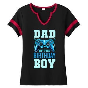 Dad of the Birthday Matching Video Gamer Birthday Party Ladies Halftime Notch Neck Tee