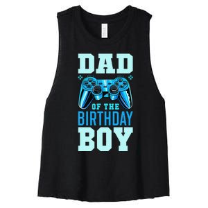 Dad of the Birthday Matching Video Gamer Birthday Party Women's Racerback Cropped Tank