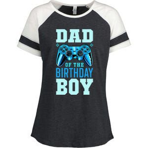 Dad of the Birthday Matching Video Gamer Birthday Party Enza Ladies Jersey Colorblock Tee