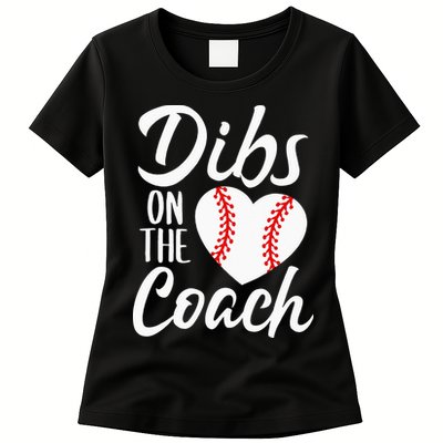 Dibs On The Coach Funny Baseball Heart Cute Mothers Day Womens T-Shirt