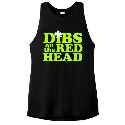 Dibs On The Redhead Saint Patrick's Day Ladies PosiCharge Tri-Blend Wicking Tank