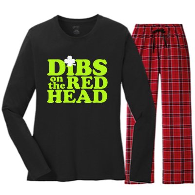 Dibs On The Redhead Saint Patrick's Day Women's Long Sleeve Flannel Pajama Set 