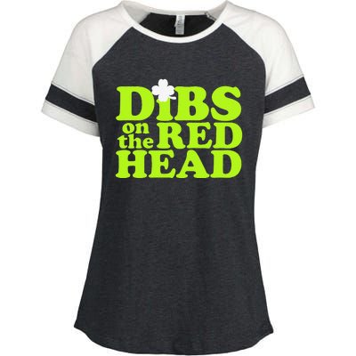 Dibs On The Redhead Saint Patrick's Day Enza Ladies Jersey Colorblock Tee