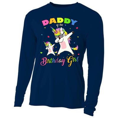 Daddy of the Birthday Girl Dabbing Unicorn Princess and Dad Cooling Performance Long Sleeve Crew