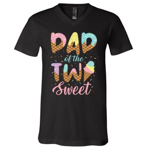 Dad of the Two Sweet Birthday Ice Cream V-Neck T-Shirt