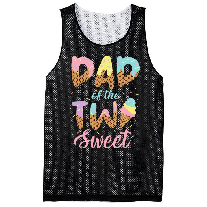 Dad of the Two Sweet Birthday Ice Cream Mesh Reversible Basketball Jersey Tank