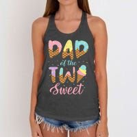 Dad of the Two Sweet Birthday Ice Cream Women's Knotted Racerback Tank