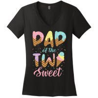 Dad of the Two Sweet Birthday Ice Cream Women's V-Neck T-Shirt