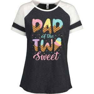 Dad of the Two Sweet Birthday Ice Cream Enza Ladies Jersey Colorblock Tee