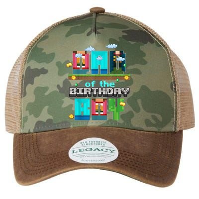 Dad Of The Birthday Boy Video Game Pixel Legacy Tie Dye Trucker Hat