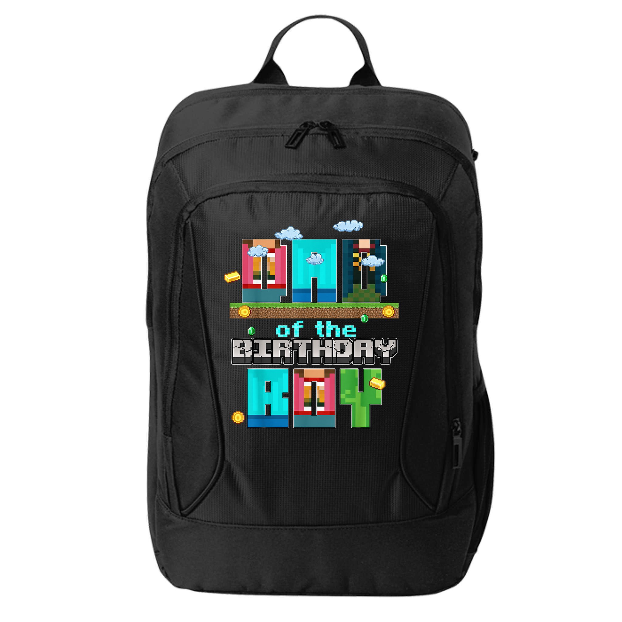 Dad Of The Birthday Boy Video Game Pixel City Backpack