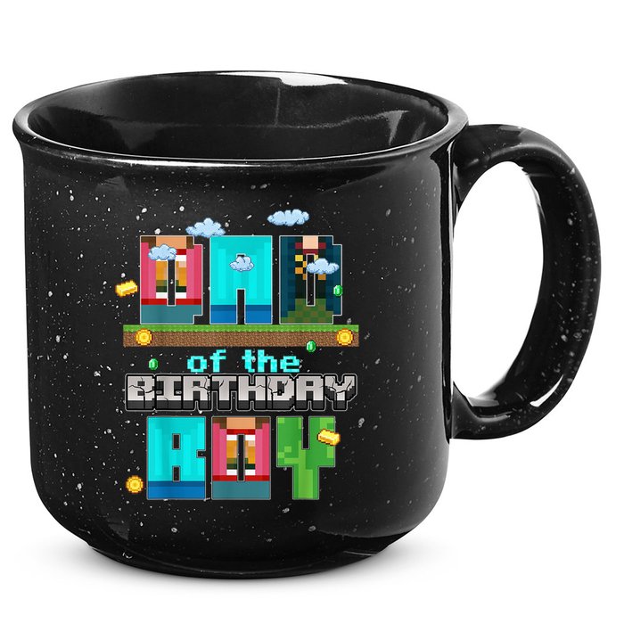 Dad Of The Birthday Boy Video Game Pixel 15oz Campfire Ceramic Mug