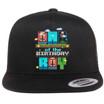 Dad Of The Birthday Boy Video Game Pixel Flatbill Hat